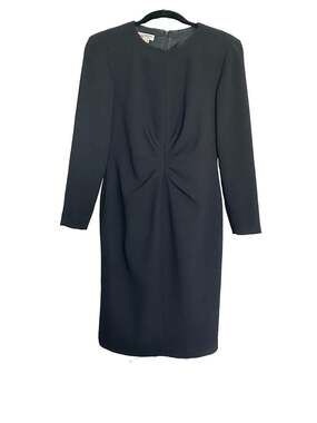 Maggy London Black Long Sleeve Ruched Waist Sheath Dress Size 4